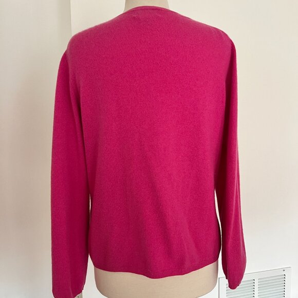 Vintage LL Bean Cashmere pink Cardigan sweater size M -L - Picture 4 of 9